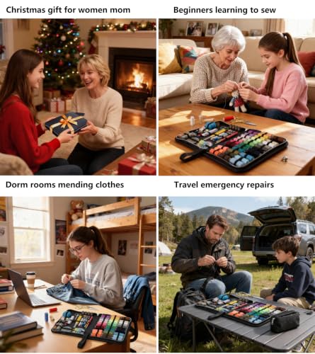 Cebelo Large Sewing Kit for Adults: 2-Year Supply for Home Mending (Black) - color: Black