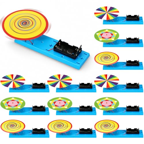 Outus 12 Pack STEM Craft Set for Kids 8-12 Newton's Color Disc Kits STEM Robot Kit Toys Educational Robotics DIY Project for Kids Classroom Activities Science Experiments and School Clubs