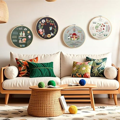 Craftwiz Embroidery Kit for Beginners, 4 Patterns, Learn 31 Stitches