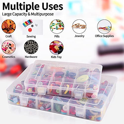 Exptolii 18 Grids Plastic Organizer Box with Dividers, Clear Compartment Container Storage for Beads Crafts Jewelry Fishing Tackles, Size 7.9 x 6.2 x 1.2 in - size: 1x 18 Grids
