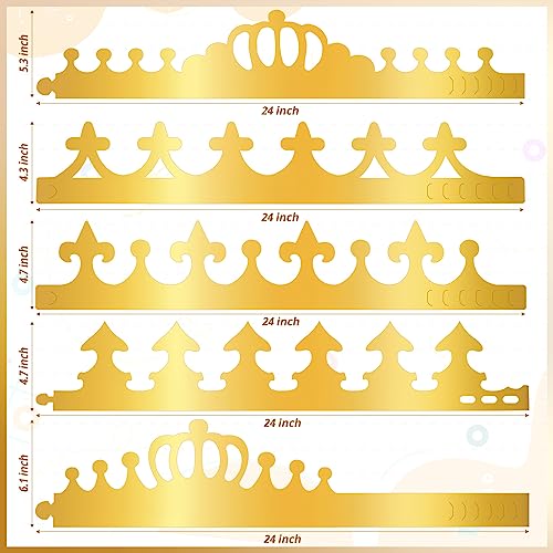 Gold Paper Crowns, Diy Birthday King Crowns Craft to Decorate, Paper Prince Princess Crown Hats for School Classroom - style: 54 (35 Crowns+19 Sticker Gems)