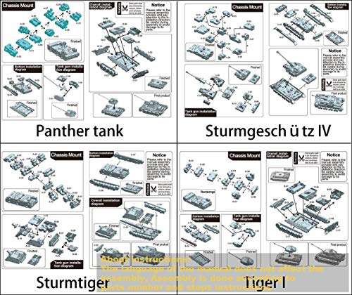 Kvvdi 4 Sets Upgrade 3D Puzzles Plastic Model Toy Tank Kit for Adults, Military Tiger Tank, Premium Scale Model Tanks Kits Collection