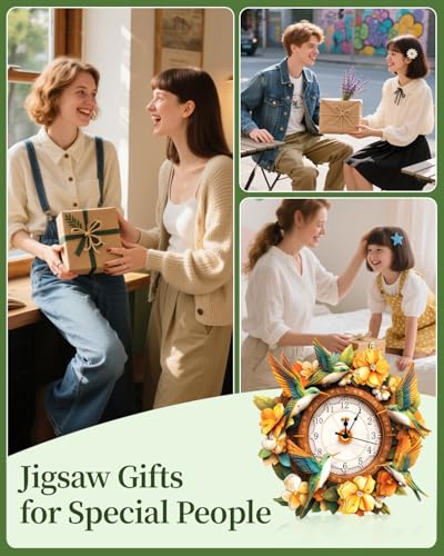 3D Puzzles for Adults, Hummingbird Clock 3D DIY Model Kit Crafts