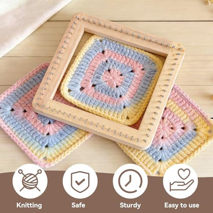 HERCHR Wooden Knitting Loom, Wooden Loom Frame Weaving Loom DIY Solid Wood Multifunctional Blanket Crochet Loom Knitting Board Loom Tool for DIY Weaving Beginner Children Adults, 20 * 20cm - color: 20*20CM