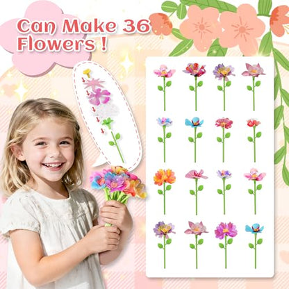 Kufanda DIY Fabric Flower Bouquets Toys Accessories Can Make 36 Flowers, DIY Arts & Crafts Toy Parts - color: Colorful