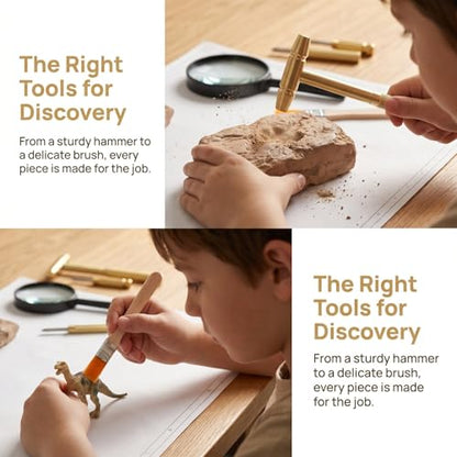 Garneck Archaeological Excavation Toy Set 7 pcs Kids Fossil Dig Kit Tools Metal Dinosaur Digging Tools Paleontologist Tool Kit for Pretend Play