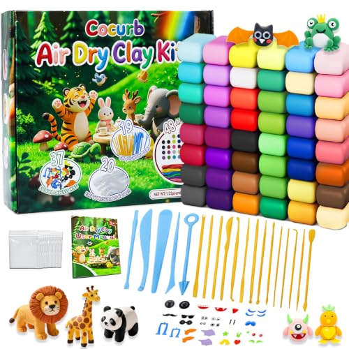 48 Colors Air Dry Clay Modeling Clay for Kids Age 3-12 with 56p Tools - color: 125 Pack