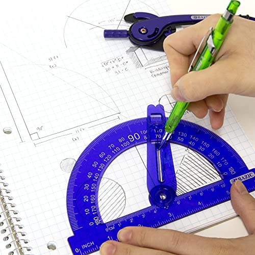 BAZIC PRODUCTS Scale-Arm Compass with #2 Pencil & 6 in Protractor, 4-Set - size: 1 Count (Pack of 4)
