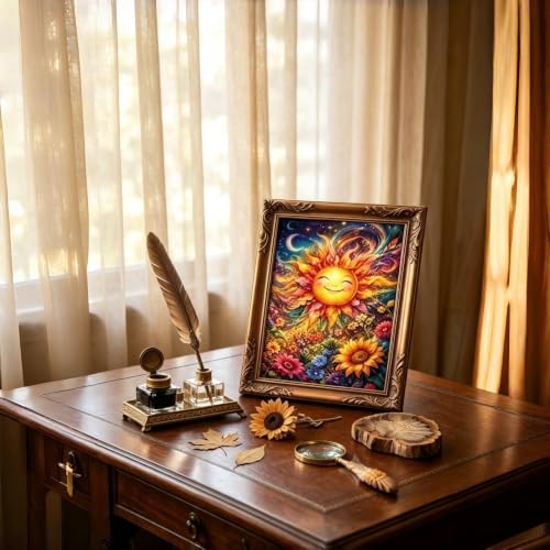 5D Smiling Sun Floral Diamond Art kits for Adults Beginners 12x16inch - color: KM1283-1