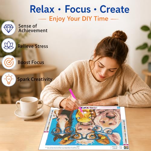 AUKELHJ Diamond Art Kits for Adults, Animal Diamond Painting, 12x16 Inch - color: 14-Animal, size: 12X16 inch