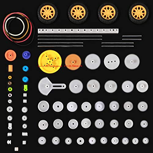 78 PCS Plastic Gear Kit Motor Gears Accessories Single Double Reduction Gear Set for Motor Car Robot with Axle Wheel