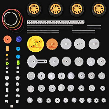 78 PCS Plastic Gear Kit Motor Gears Accessories Single Double Reduction Gear Set for Motor Car Robot with Axle Wheel