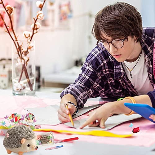 Hedgehog Shaped Pin Cushion Sewing Kit with 100 Colored Pins - color: Gray