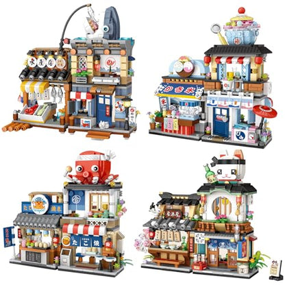 ELAICREE Japanese Street View Shop Building Blocks House Toy, New 4 Models Mini DIY Building Blocks Model MOC Construction Toy, Gift for 6-12 Years Old Kid Girls and Boys - color: New 4 Models-02
