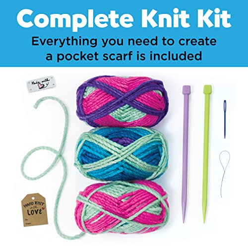 Creativity for Kids Learn to Knit Pocket Scarf - DIY Knitting Kit for Beginners, Kids Craft Kit - style: Pocket Scarf