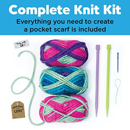 Creativity for Kids Learn to Knit Pocket Scarf - DIY Knitting Kit for Beginners, Kids Craft Kit - style: Pocket Scarf