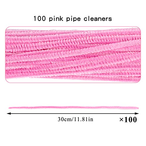 100 Pieces Pipe Cleaners Craft Chenille Stem Pink Pipe Cleaners - color: Pink