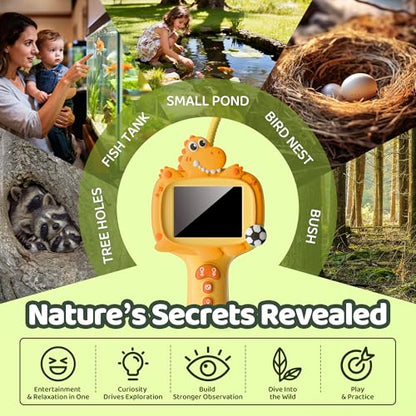 Dinosaur Borescope Snake Camera Toy: Kids Outdoor Toy Kits Birthday Gift - color: Orange