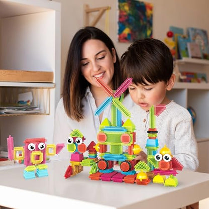 PicassoTiles Toys 112 Piece Hedgehog Blocks STEM Building Tiles Set Construction Learning Toy Stacking Interlock Block, Creativity Beyond Imagination, Inspirational, Recreational, Educational PTB112 - color: 112pc Hedgehog