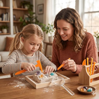 3 Sets Dino Fossils Dig Kit Archaeological Excavation Tools for Kids, Plastic Digging Hammer Chisel Brush Scraper Magnifier Science Kits for Dinosaur Eggs and Gem - size: Small