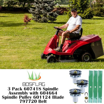 3 Pack 607418 Spindle Assembly for Hustler Raptor SD 54 Tune Up Kit - size: 3x601804H