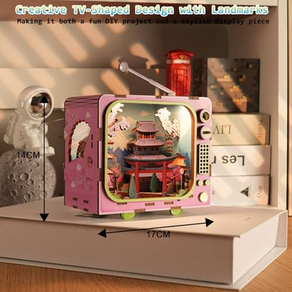 Under Mount Fuji 3D Wooden Puzzle with LED Lights, DIY Craft Model Kit for Adults & Kids, Creative Building Set and Unique Home Decor Gift - style: Under Mount Fuji