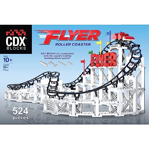 CDX Blocks: Flyer - 539 Pieces, Building Brick Set, Gravity Powered Roller Coaster Model, Promotes STEM Learning - style: Flyer