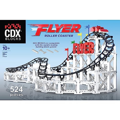 CDX Blocks: Flyer - 539 Pieces, Building Brick Set, Gravity Powered Roller Coaster Model, Promotes STEM Learning - style: Flyer