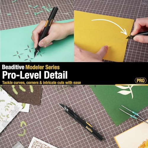 Beaditive High Precision Detail Craft Knife Pro - 30 Degree Blade Utility Knife - Art, Craft, Model Making (1 Pro Knife, 10 Black Blades) - style: 1 Pro Knife, 10 Black Blades