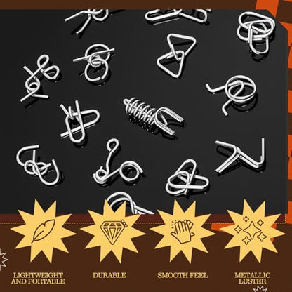 100 Pcs Metal Brain Teaser Puzzles Logic Game Set,Premium Style