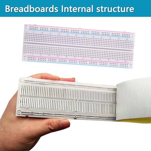 Breadboard Kit with Power Supply Module， Jumper Wires，Battery Clip，830 & 400 tie-Points Breadboard,Alligator Clip Test Leads - size: 2Breadboard +1Power Module+65Jumper wire