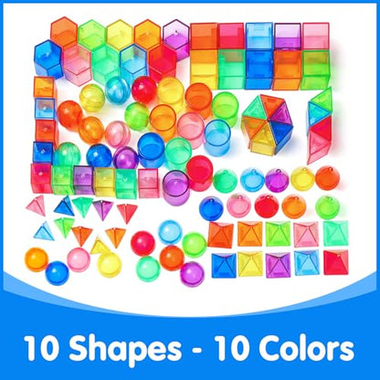 100 Pcs 3D Shapes for Teaching - Light Table Toys