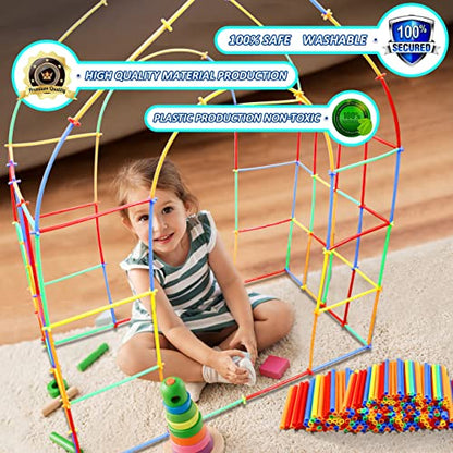 Straw Constructor Toys 600Pcs STEM Building Toy Interlocking Plastic Engineering Thin Tube Blocks Educational Kit for 3 4 5 6 7years Kids Boys and Girls Gift Preschool STEM Toy with Storage Box - color: 600pcs Rainbow
