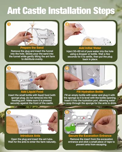 2PCS Ant Castle Kit with Connecting Tubes & Forage Box, Double-Sided Clear Acrylic Ant Habitat, Expandable Ant Farm for Colony Observation, Natural Ant Nest Exploration & Hobby Enthusiasts