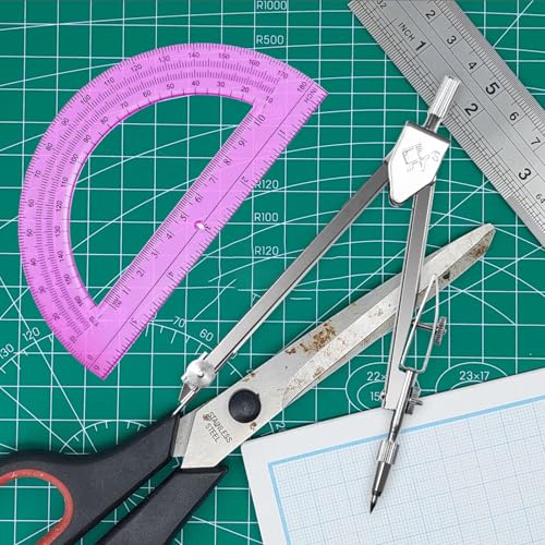 Students Geometry Math Set, Drawing Compass and 6 Inch Protractor - color: Pink