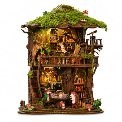 Roroom DIY Miniature House Kit, Woodland Treehouse Dollhouse Kit - color: Forest Tea Book Club