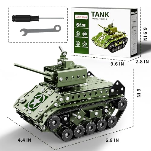 Lucky Doug STEM Building Projects Model Army Tank Set - 284 Pieces STEM Project Building Toys for Kids Ages 8-12, Assembly Science Kit Educational Toys Gift for Kids Boys 7 8 9 10 11 12-16 Years Old - style: 8801