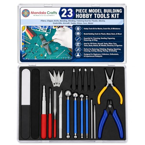 Mandala Crafts 23 PC Model Building Hobby Tools Kit for Plastic Miniatures - style: 3D Metal Model Tool 25 PCs