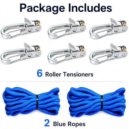 6-Pack Paracord Adjusters,Rope Tightening Tool & Tensioner,Rope with Roller Tensioner Heavy-Duty Tie Down for Camping, Tarps, Guy Lines, Boating & Outdoor Gear