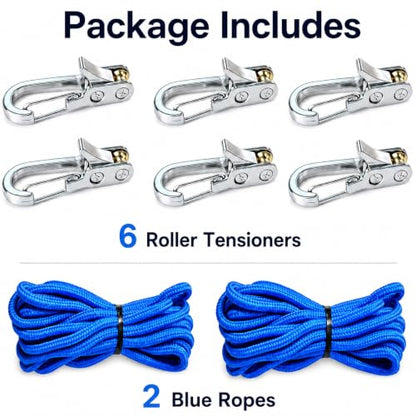 6-Pack Paracord Adjusters,Rope Tightening Tool & Tensioner,Rope with Roller Tensioner Heavy-Duty Tie Down for Camping, Tarps, Guy Lines, Boating & Outdoor Gear