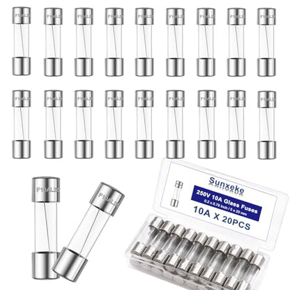 20PCS F10AL250V 5 x 20mm Fast Blow Glass Fuses 10A 10Amp 250V Glass Fuse,0.2 x 0.78 Inch - size: 10A