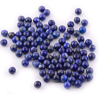 Natural Stone Beads 100pcs 6mm Lapis Lazuli Round Genuine Real Stone Beading Loose Gemstone Hole Size 1mm DIY Charm Smooth Beads for Bracelet Necklace Earrings Jewelry Making (Lapis Lazuli Blue, 6mm) - color: Lapis Lazuli Blue, size: 6mm