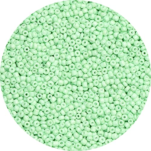 5000pcs Light Green Glass Seed Beads Bulk, Small Tiny Waist Spacer Beads for Bracelet, Necklace Jewelry Making, DIY Craft Projects(3mm 8/0) - color: Light Green, size: 3mm