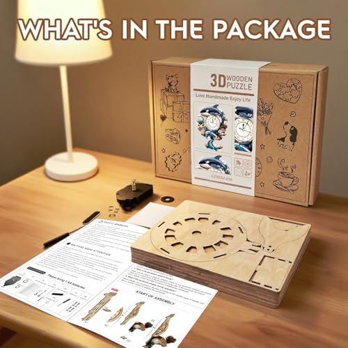 3D Wooden Puzzles for Adults-Killer Whale Clock Puzzle-Adult Craft - color: Killer Whale Clock