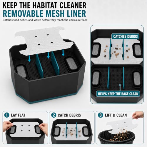 Feeder Insect Breeding Box Kit for Dubia Roaches & Crickets, Ventilated Reptile Feeder Container with Removable Tray, 2 Dividers, Catcher, Tweezers & 150 mL Bottle