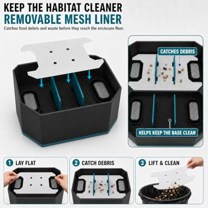 Feeder Insect Breeding Box Kit for Dubia Roaches & Crickets, Ventilated Reptile Feeder Container with Removable Tray, 2 Dividers, Catcher, Tweezers & 150 mL Bottle