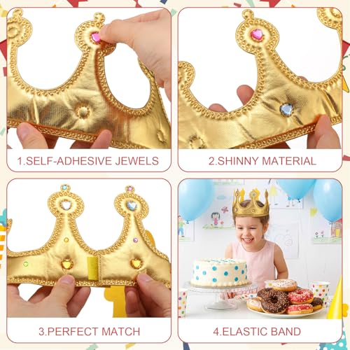 Yaomiao 22 pack DIY Crowns Set Include 12 Pcs Foam Princess Crowns and 10 Pcs Diamond Sticker for Kids - color: Gold, style: Stylish