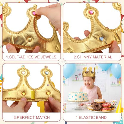 Yaomiao 22 pack DIY Crowns Set Include 12 Pcs Foam Princess Crowns and 10 Pcs Diamond Sticker for Kids - color: Gold, style: Stylish