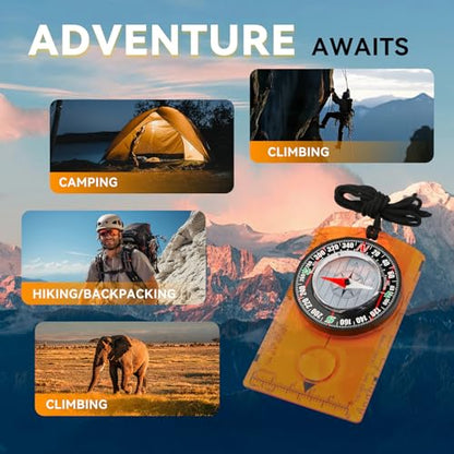 Compass Military Grade, Precision Navigation Compass for Hiking - color: orange