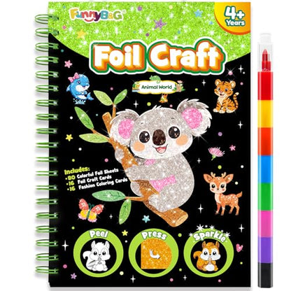 FUNNYB&G Foil Art Craft Kit for Kids, Sparkly Birthday Gift Toy for Kids - style: Animal World